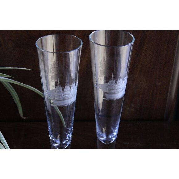 Toscany nautical ship glasses, antique sailing boat beer glasses, vintage - Picture 3 of 9